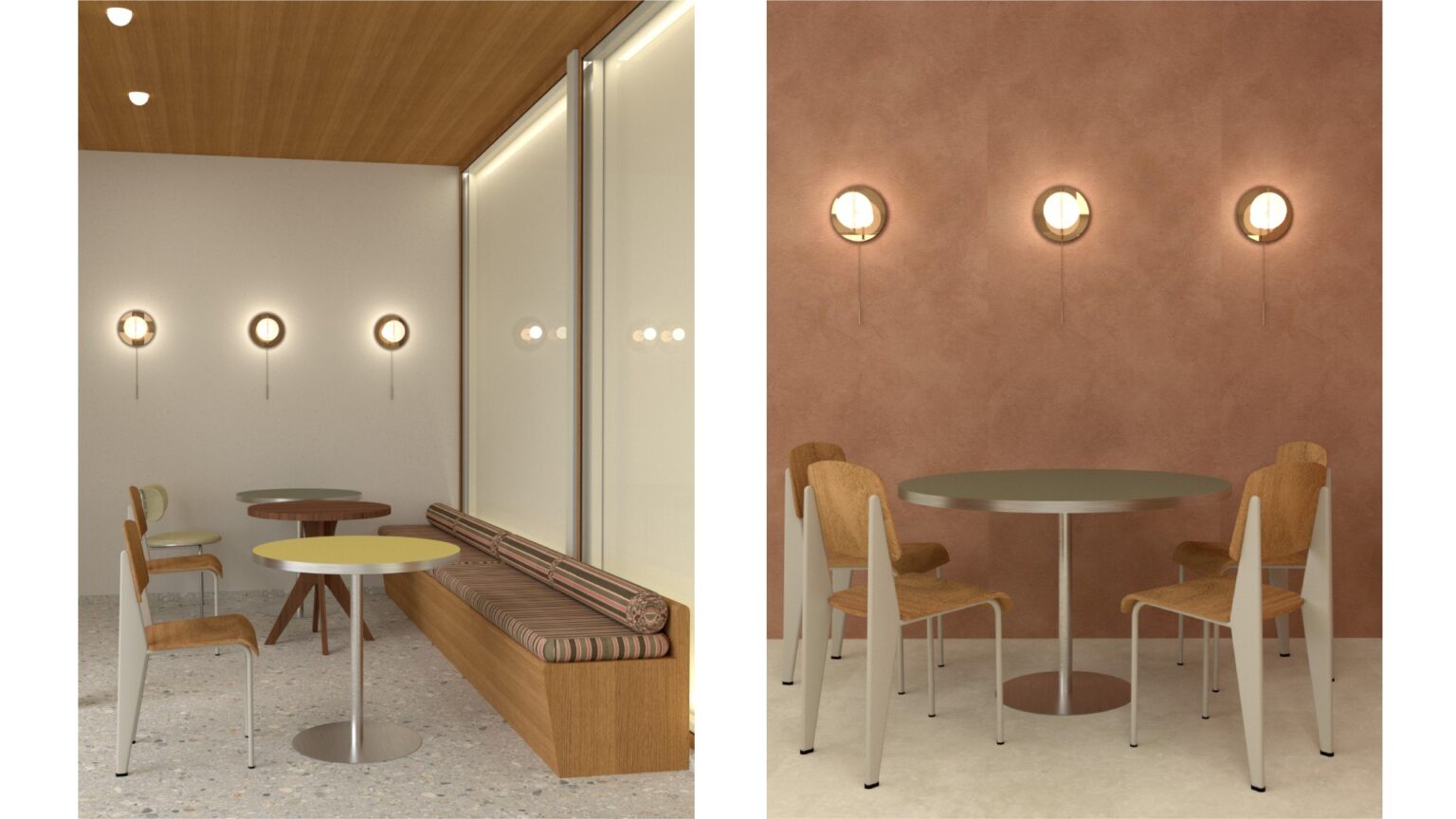 Wizualizacja przedstawia wnętrze baru mlecznego. Jest ono częścią przestrzeni użytkowej pod wiaduktem mostu Poniatowskiego, gdzie studentka zaproponowała koncepcję zagospodarowania i aranżacji przestrzeni. W efekcie powstały pawilonu o funkcjach takich jak: kawiarnia, bar mleczny, kiosk oraz warzywniak.