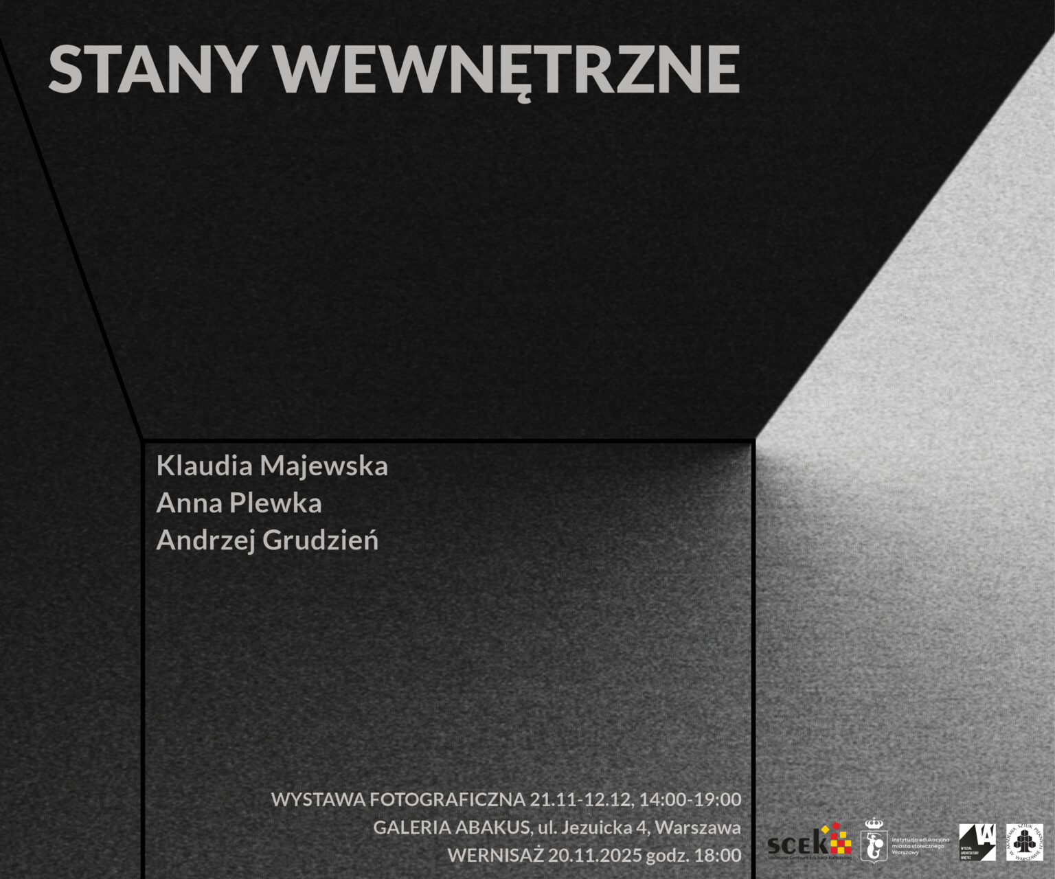 Plakat informujący o wystawie fotograficznej "STANY WEWNĘTRZNE"